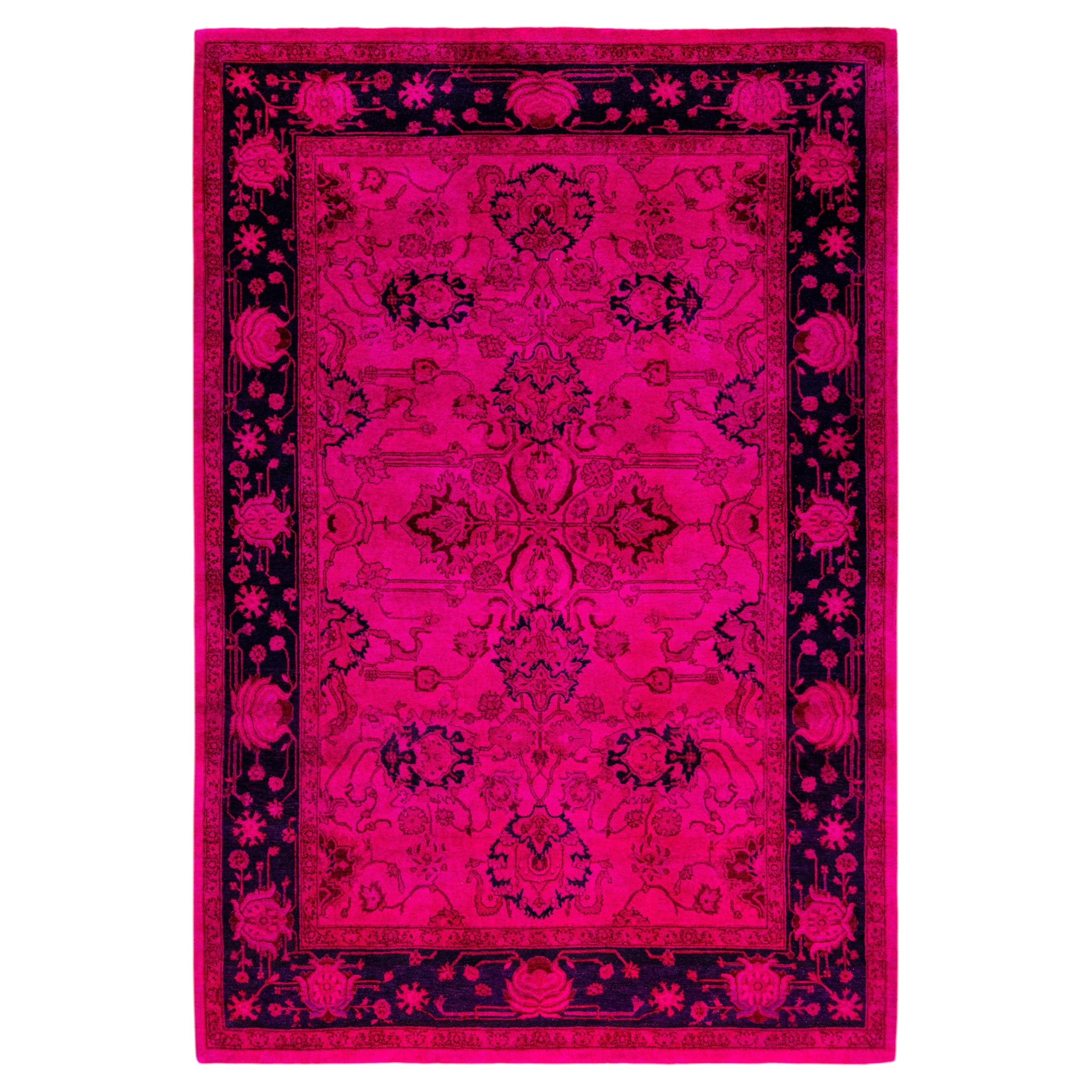 Overdyed Hand-Knotted Wool Modern-Contemporary Pink Area Rug 4' 3" x 6' 2"