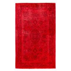 Overdyed Hand-Knotted Wool Modern-Contemporary Pink Area Rug 4' 7" x 7' 5"