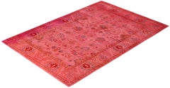 Overdyed Hand-Knotted Wool Modern-Contemporary Pink Area Rug 4' 8" x 6' 9"