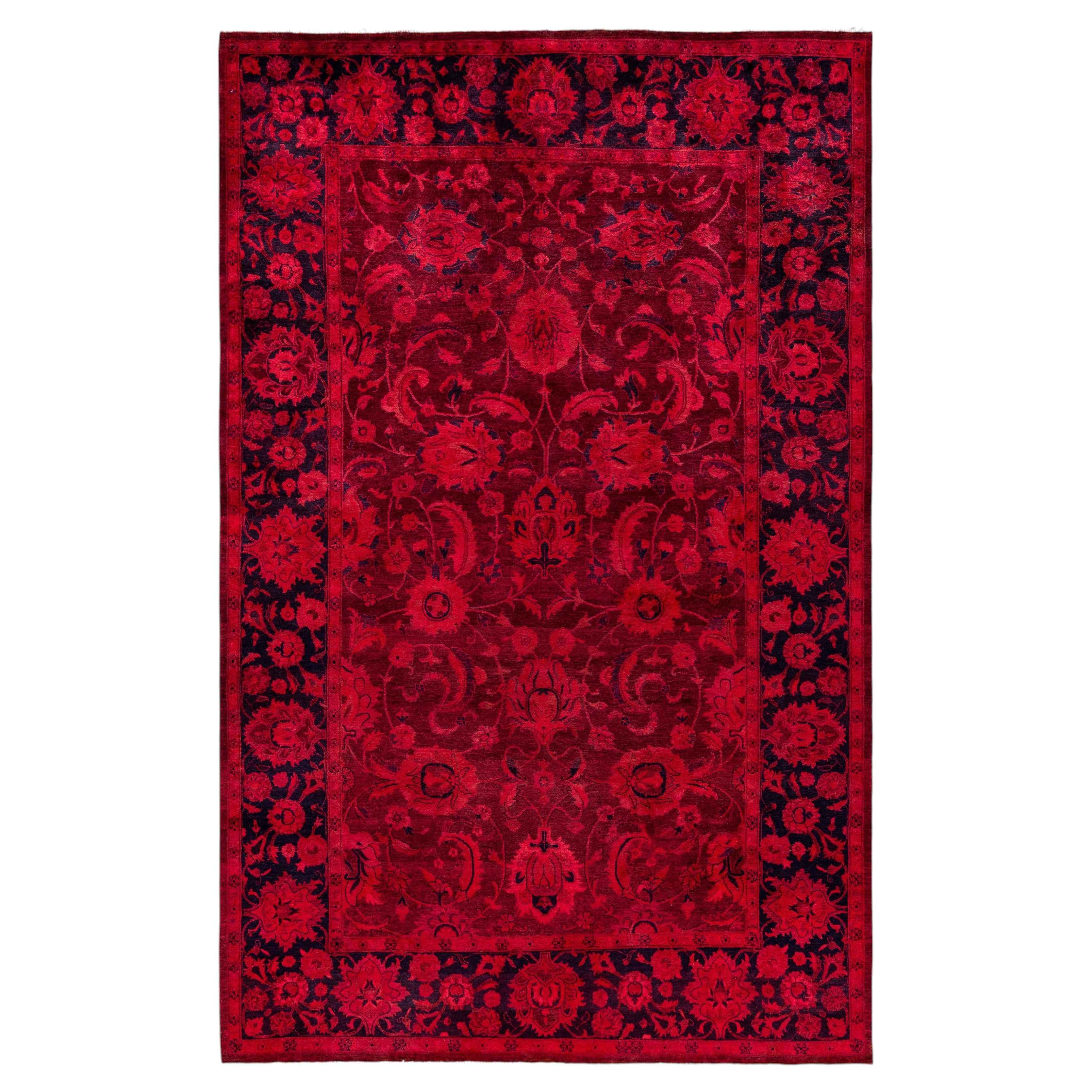 Overdyed Hand-Knotted Wool Modern-Contemporary Pink Area Rug 4' 8" x 7' 2"