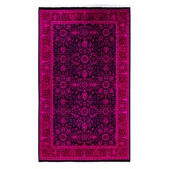 Overdyed Hand-Knotted Wool Modern-Contemporary Pink Area Rug 4' 8" x 7' 8"