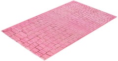 Overdyed Laine nouée à la main Knots Rugs AM Contemporary Rose 4' 9" x 7' 10"
