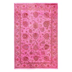 Overdyed Hand-Knotted Wool Modern-Contemporary Pink Area Rug 4' 9" x 7' 3"