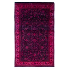 Overdyed Hand-Knotted Wool Modern-Contemporary Pink Area Rug 5' 1" x 7' 10"