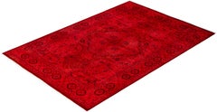 Overdyed Hand-Knotted Wool Modern-Contemporary Pink Area Rug 5' 2" x 7' 7"