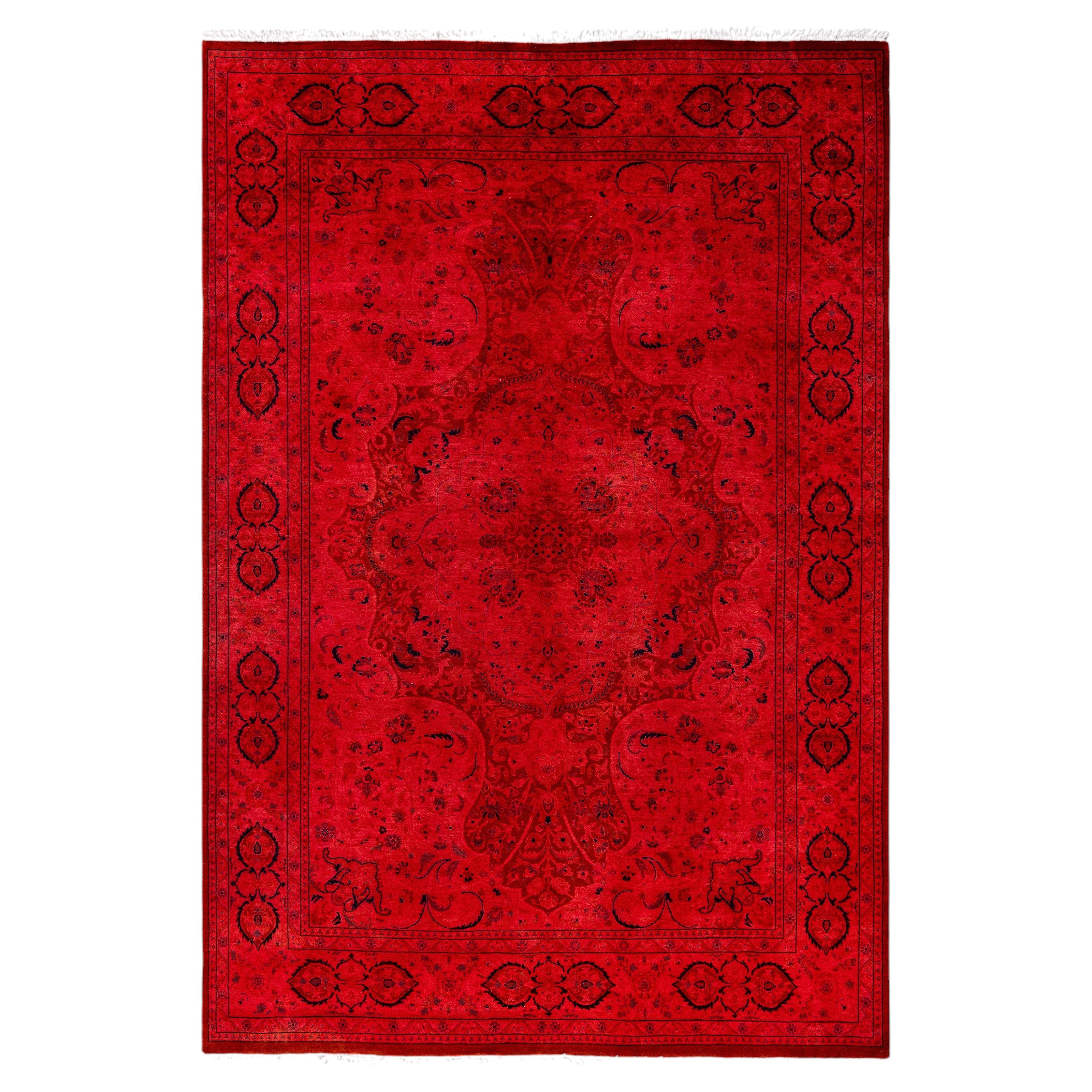Overdyed Hand-Knotted Wool Modern-Contemporary Pink Area Rug 5' 2" x 7' 7"