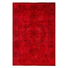 Overdyed Hand-Knotted Wool Modern-Contemporary Pink Area Rug 5' 2" x 7' 7"
