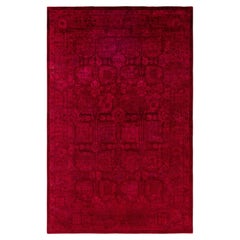 Alfombra de lana anudada a mano sobreteñida, moderna y contemporánea, rosa 1,70 x 1,80 cm