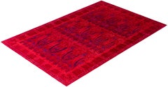 Overdyed Hand-Knotted Wool Modern-Contemporary Pink Area Rug 6' 0" x 9' 0"