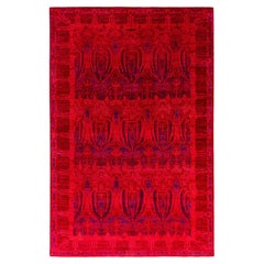 Overdyed Hand-Knotted Wool Modern-Contemporary Pink Area Rug 6' 0" x 9' 0"