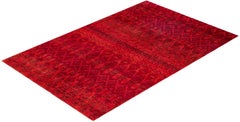 Overdyed Hand-Knotted Wool Modern-Contemporary Pink Area Rug 6' 0" x 9' 1"