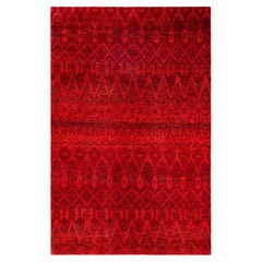 Overdyed Hand-Knotted Wool Modern-Contemporary Pink Area Rug 6' 0" x 9' 1"
