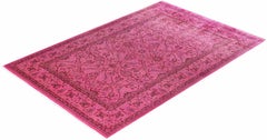 Overdyed Hand-Knotted Wool Modern-Contemporary Pink Area Rug 6' 0" x 9' 3"