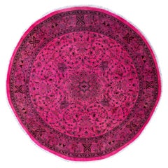 Overdyed Hand-Knotted Wool Modern-Contemporary Pink Area Rug 6' 1" x 6' 1"