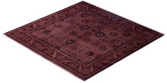 Overdyed Hand-Knotted Wool Modern-Contemporary Pink Area Rugs 6' 1" x 6' 2"