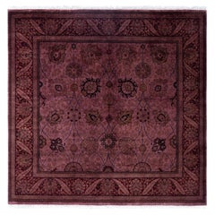 Overdyed Hand-Knotted Wool Modern-Contemporary Pink Area Rugs 6' 1" x 6' 2"