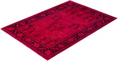 Overdyed Hand-Knotted Wool Modern-Contemporary Pink Area Rug 6' 1" x 8' 9"