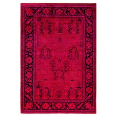Overdyed Hand-Knotted Wool Modern-Contemporary Pink Area Rug 6' 1" x 8' 9"