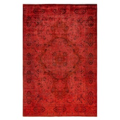 Overdyed handgeknüpfte Wolle modern-zeitgenössischen rosa Bereich Teppich 6' 1" x 9' 0"
