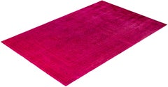Overdyed handgeknüpfte Wolle modern-zeitgenössischen rosa Bereich Teppich 6' 1" x 9' 4"