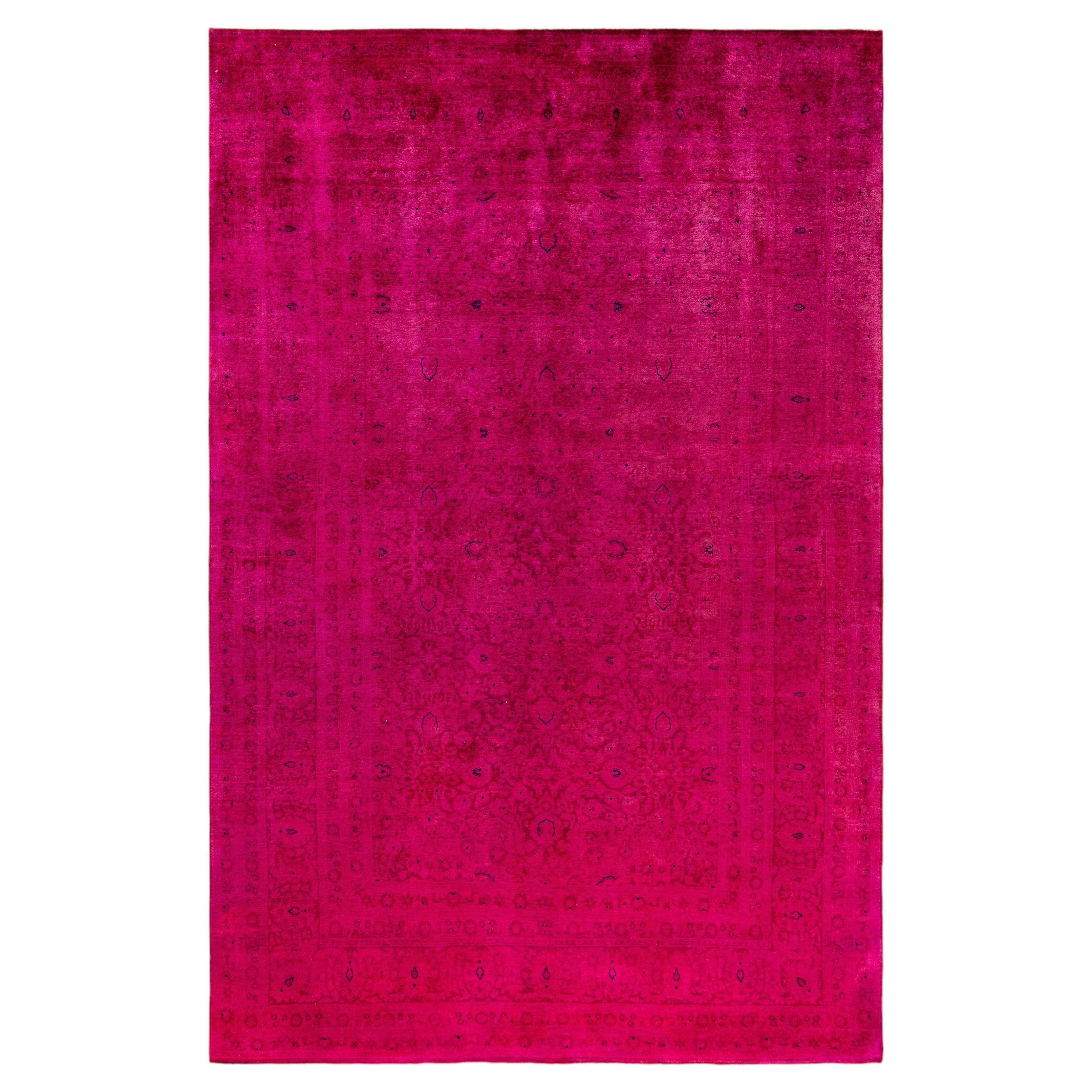 Overdyed Hand-Knotted Wool Modern-Contemporary Pink Area Rug 6' 1" x 9' 4"