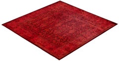 Overdyed Hand-Knotted Wool Modern-Contemporary Pink Area Rugs 6' 2" x 6' 3"