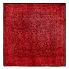 Overdyed Hand-Knotted Wool Modern-Contemporary Pink Area Rugs 6' 2" x 6' 3"