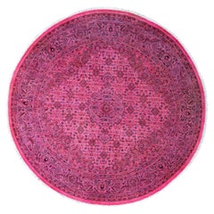 Overdyed Hand-Knotted Wool Modern-Contemporary Pink Area Rug 6' 3" x 6' 4"