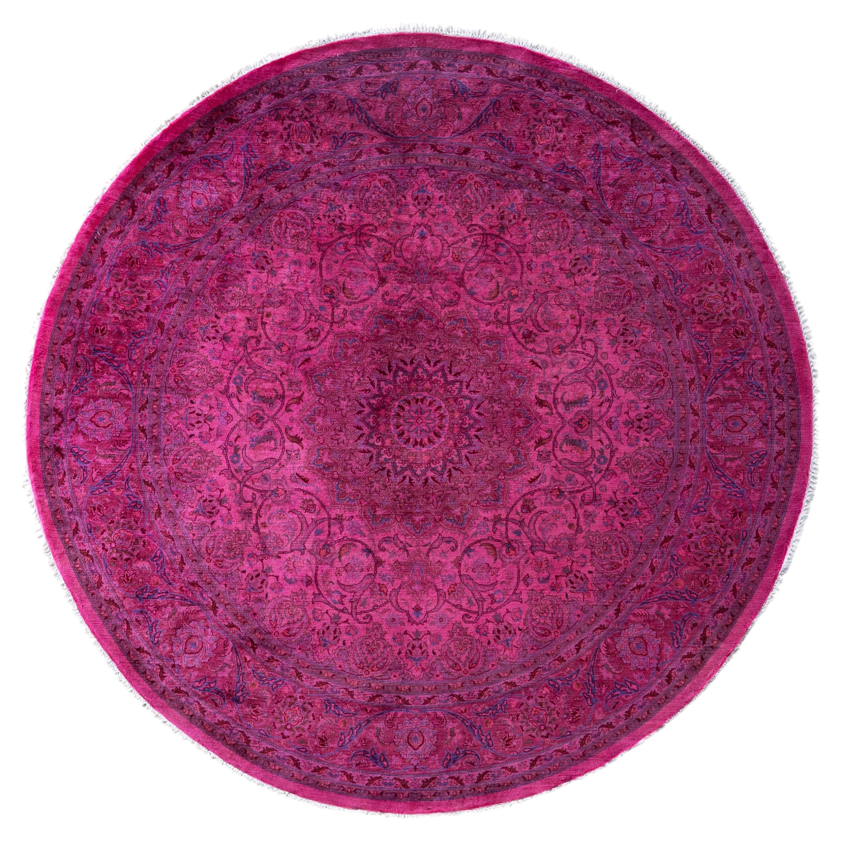 Overdyed Hand-Knotted Wool Modern-Contemporary Pink Area Rug 6' 4" x 6' 4"