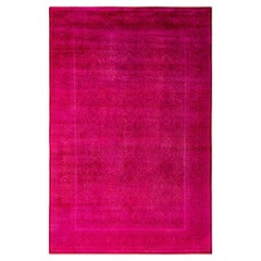 Overdyed Hand-Knotted Wool Modern-Contemporary Pink Area Rug 6' 4" x 9' 3"