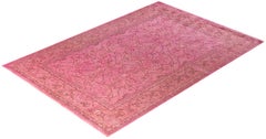 Overdyed Hand-Knotted Wool Modern-Contemporary Pink Area Rug 6' 8" x 9' 7"