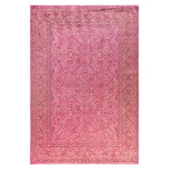 Overdyed Hand-Knotted Wool Modern-Contemporary Pink Area Rug 6' 8" x 9' 7"