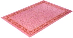 Overdyed Hand-Knotted Wool Modern-Contemporary Pink Area Rug 6' 8" x 9' 9"