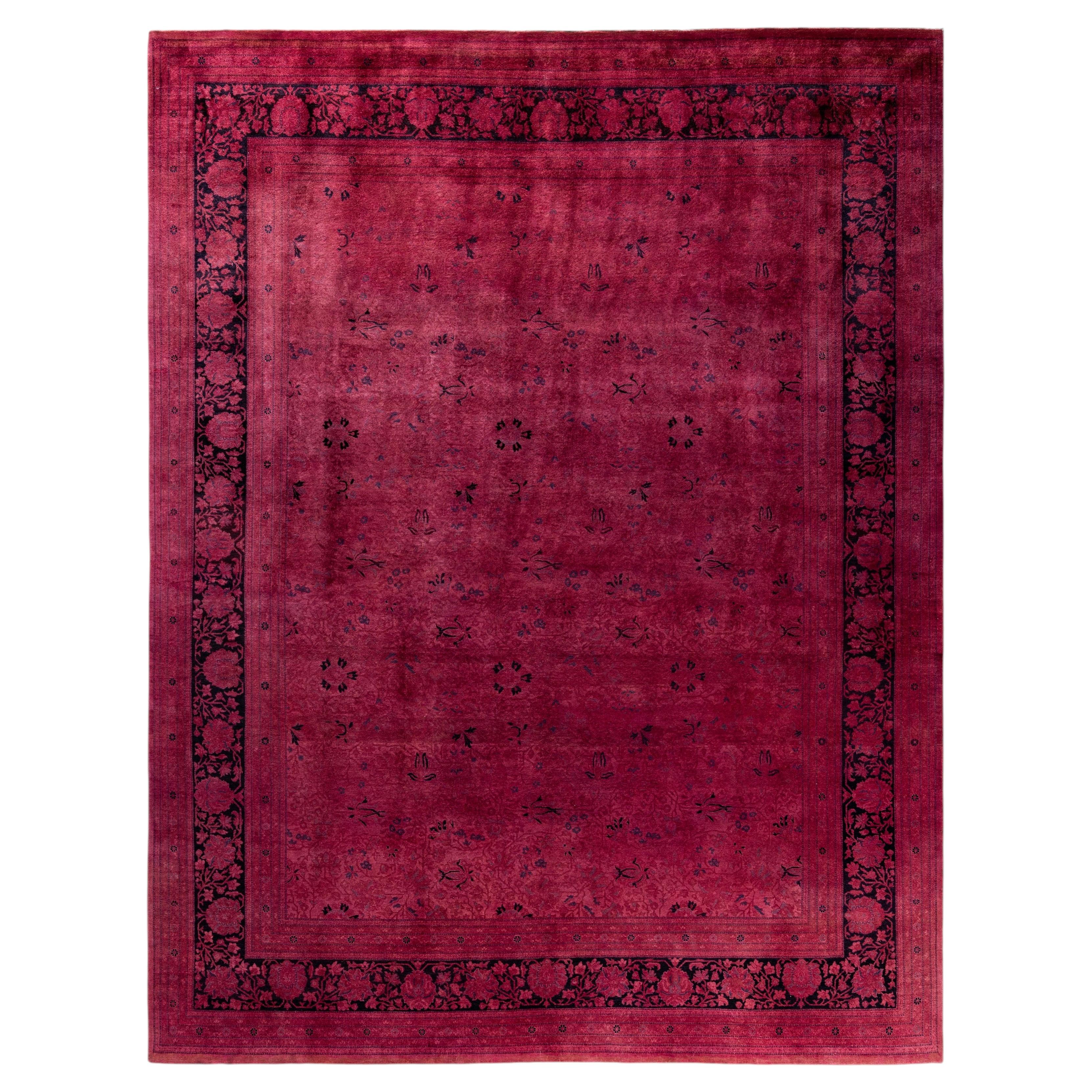 Overdyed Hand-Knotted Wool Modern-Contemporary Pink Area Rug 8' 0" x 10' 4" For Sale