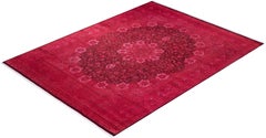 Overdyed Hand-Knotted Wool Modern-Contemporary Pink Area Rug 8' 0" x 10' 5"