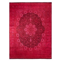 Overdyed Hand-Knotted Wool Modern-Contemporary Pink Area Rug 8' 0" x 10' 5"