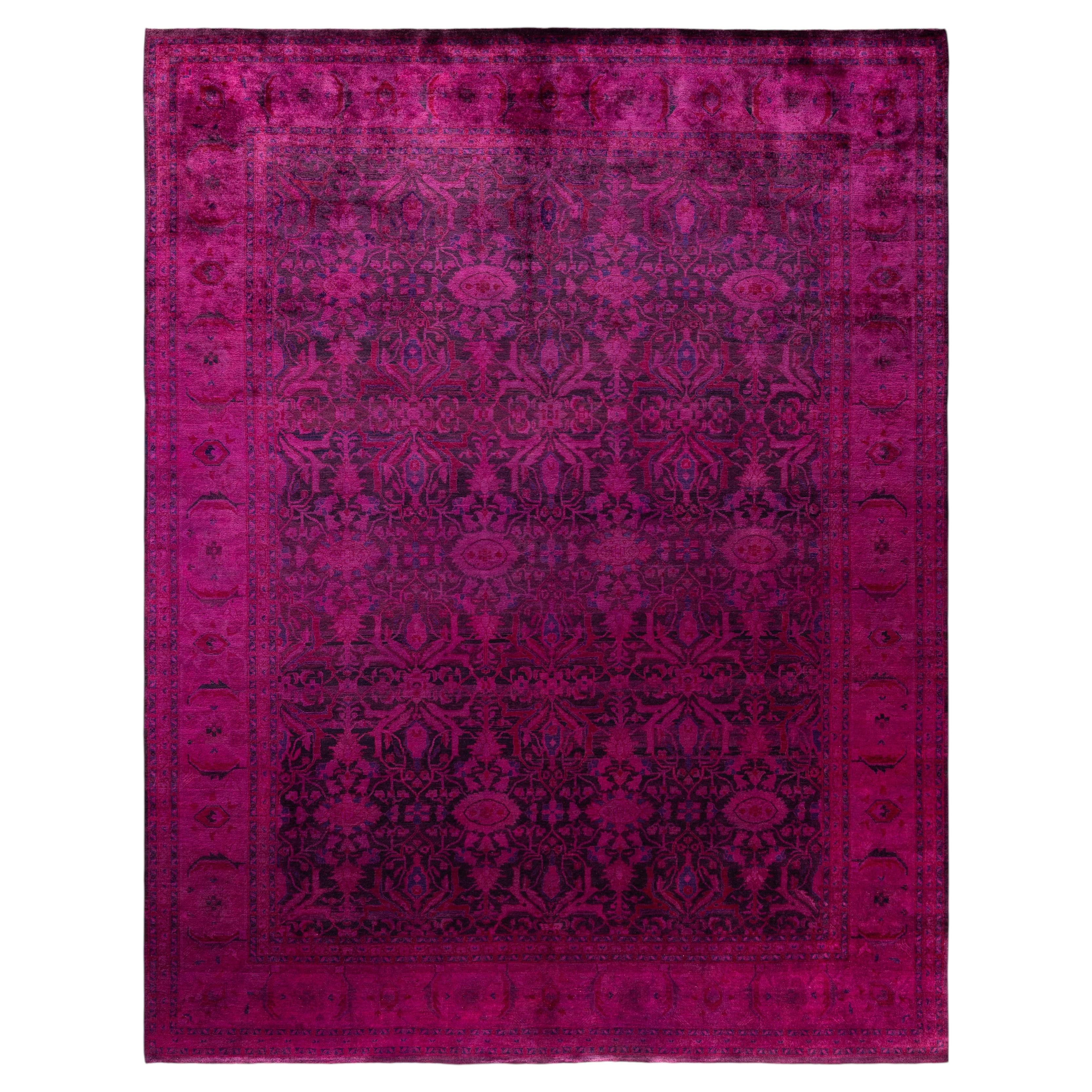 Overdyed Hand-Knotted Wool Modern-Contemporary Pink Area Rug 8' 1" x 10' 5"