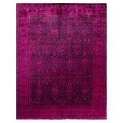 Overdyed Hand-Knotted Wool Modern-Contemporary Pink Area Rug 8' 1" x 10' 5"
