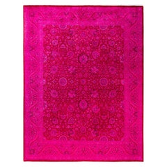 Overdyed handgeknüpfte Wolle modern-zeitgenössischen rosa Bereich Teppich 8' 1" x 10' 6"