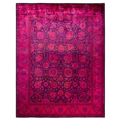 Overdyed Hand-Knotted Wool Modern-Contemporary Pink Area Rug 8' 1" x 10' 7"