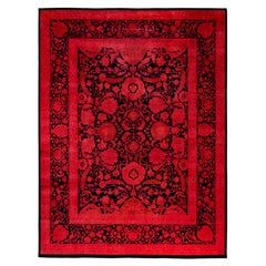 Overdyed Hand-Knotted Wool Modern-Contemporary Pink Area Rug 8' 1" x 10' 9"