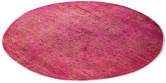 Alfombra de lana anudada a mano sobreteñida, moderna y contemporánea, rosa 2,5 m x 2,5 m