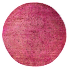 Alfombra de lana anudada a mano sobreteñida, moderna y contemporánea, rosa 2,5 m x 2,5 m