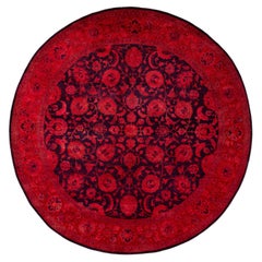 Overdyed Hand-Knotted Wool Modern-Contemporary Pink Area Rug 8' 1" x 8' 1"