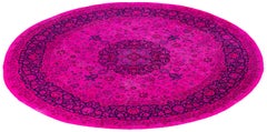 Overdyed Hand-Knotted Wool Modern-Contemporary Pink Area Rug 8' 1" x 8' 4"