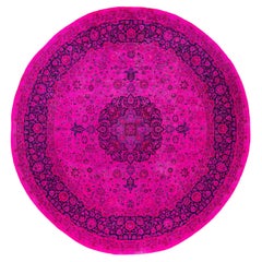 Overdyed Hand-Knotted Wool Modern-Contemporary Pink Area Rug 8' 1" x 8' 4"