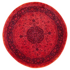 Overdyed Hand-Knotted Wool Modern-Contemporary Pink Area Rug 8' 1" x 8' 4"