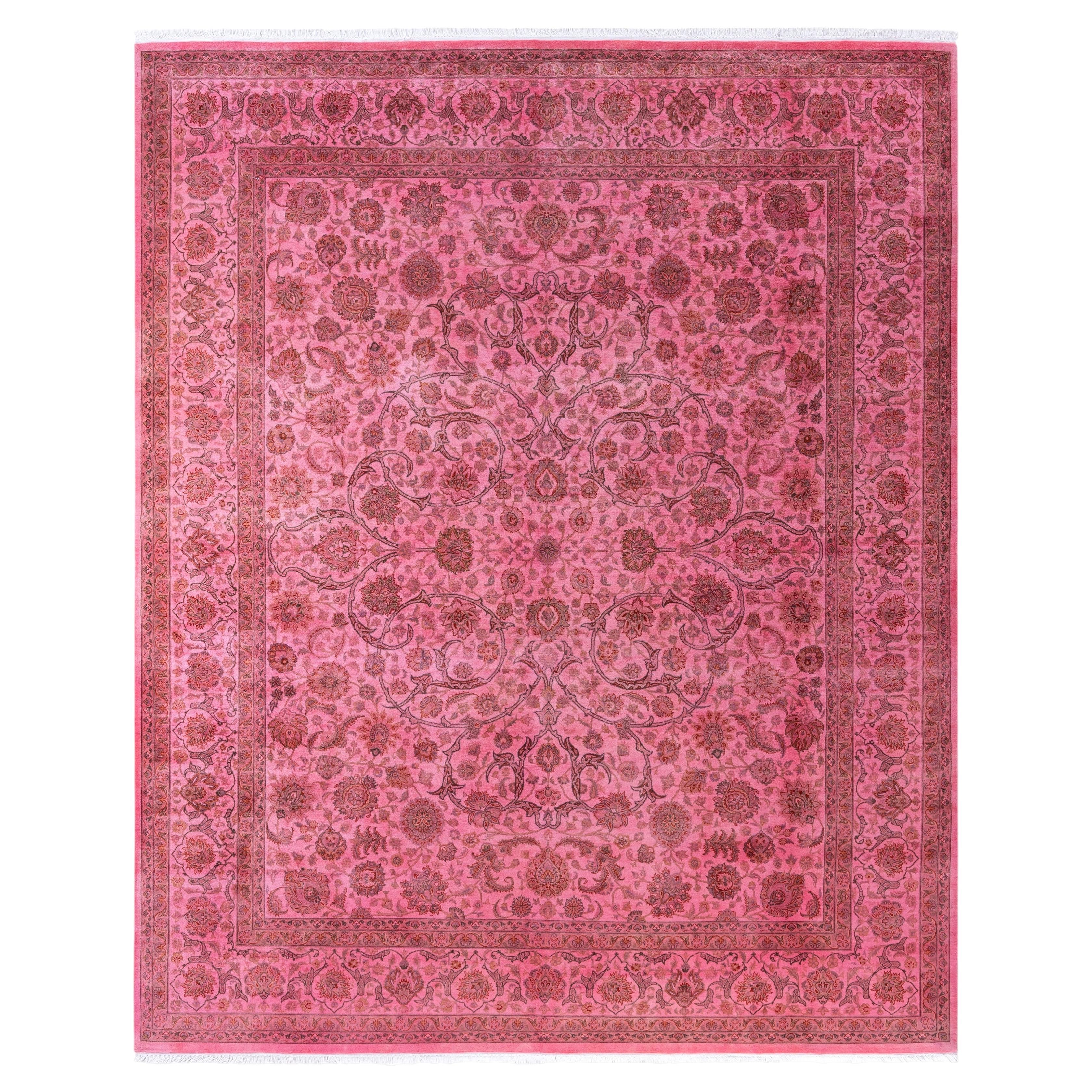 Overdyed Hand-Knotted Wool Modern-Contemporary Pink Area Rug 8' 2" x 10' 0"