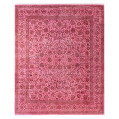 Overdyed Hand-Knotted Wool Modern-Contemporary Pink Area Rug 8' 2" x 10' 0"