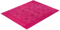 Overdyed Hand-Knotted Wool Modern-Contemporary Pink Area Rug 8' 2" x 10' 1"